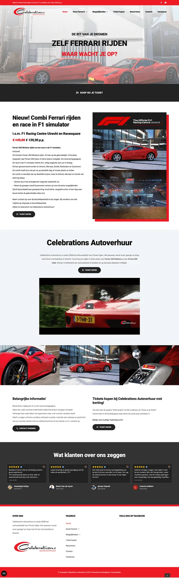 Website die MD Webbureau bouwde voor Celebrations Autoverhuur